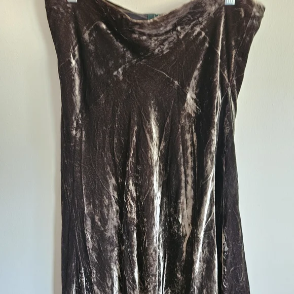 Lauren Ralph Lauren Brown Velvet Midi Skirt - Picture 2 of 6